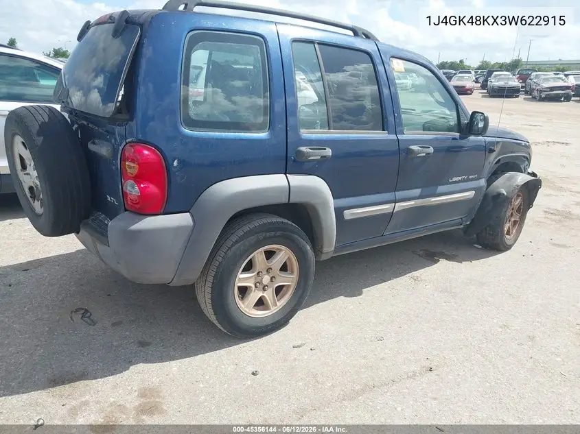 2003 Jeep Liberty Sport VIN: 1J4GK48KX3W622915 Lot: 45356144