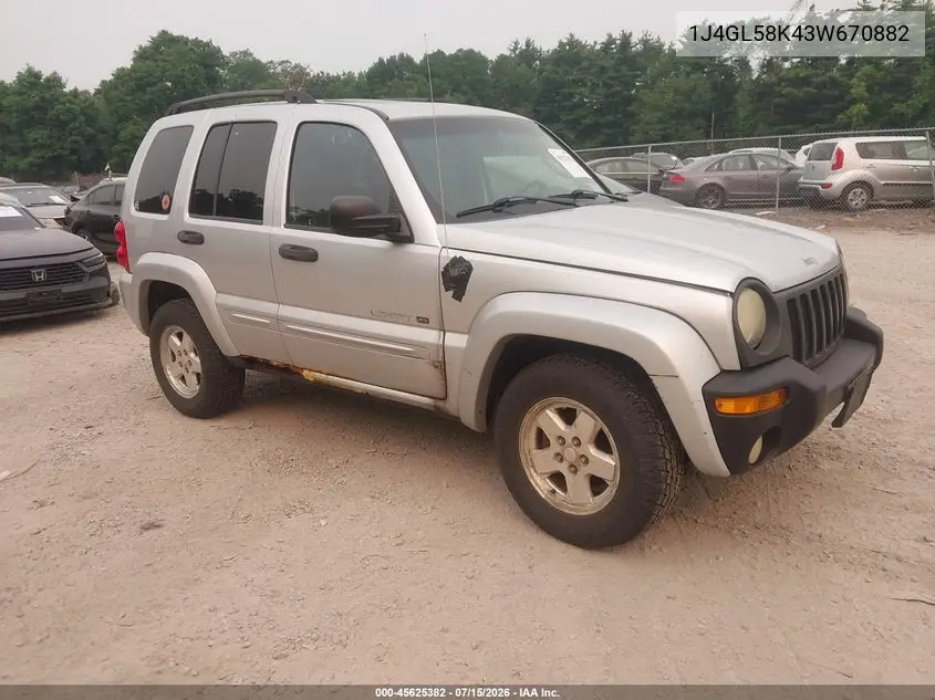 2003 Jeep Liberty Limited Edition VIN: 1J4GL58K43W670882 Lot: 45625382