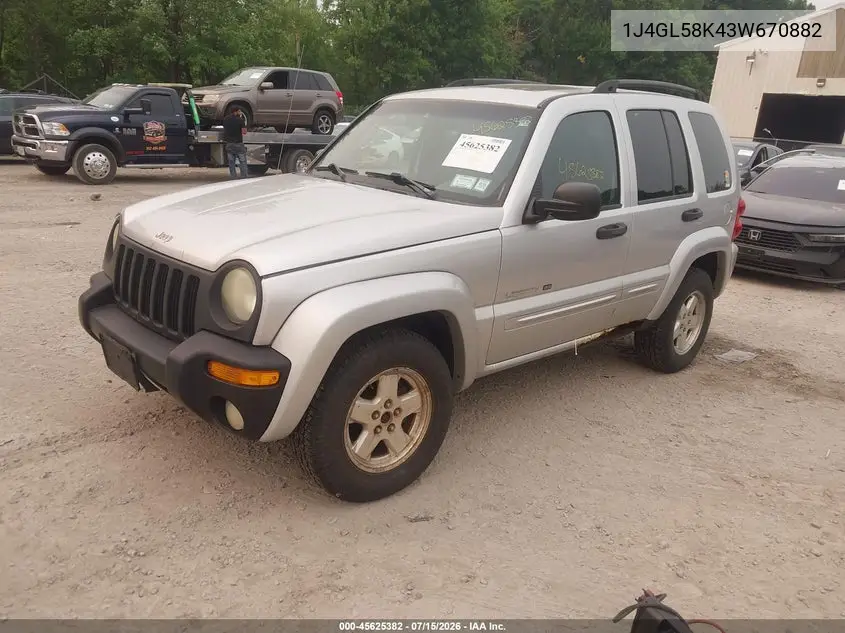 2003 Jeep Liberty Limited Edition VIN: 1J4GL58K43W670882 Lot: 45625382