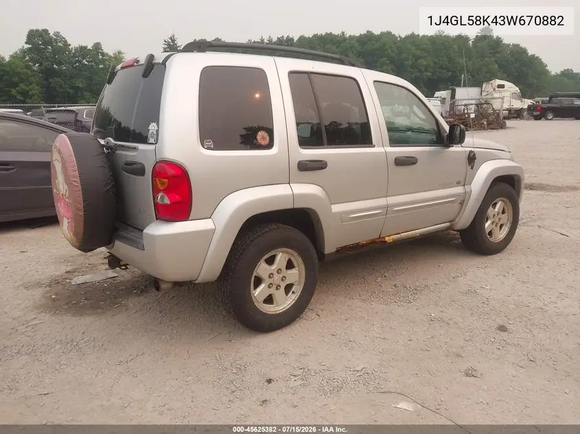 2003 Jeep Liberty Limited Edition VIN: 1J4GL58K43W670882 Lot: 45625382