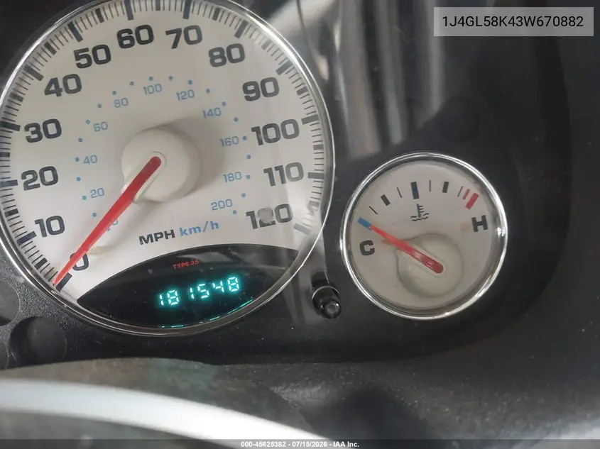 2003 Jeep Liberty Limited Edition VIN: 1J4GL58K43W670882 Lot: 45625382