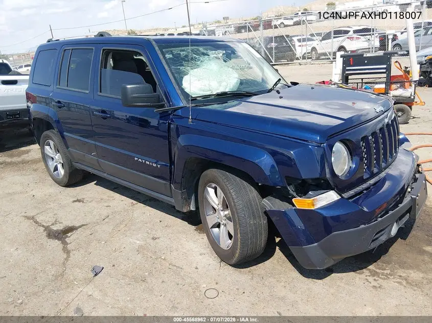 2017 Jeep Patriot High Altitude VIN: 1C4NJPFAXHD118007 Lot: 45568962
