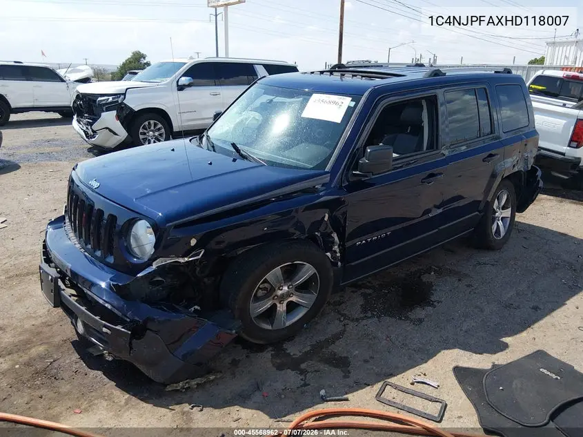 2017 Jeep Patriot High Altitude VIN: 1C4NJPFAXHD118007 Lot: 45568962
