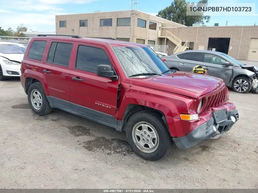 2017 Jeep Patriot Sport VIN: 1C4NJPBB7HD103723 Lot: 45677061