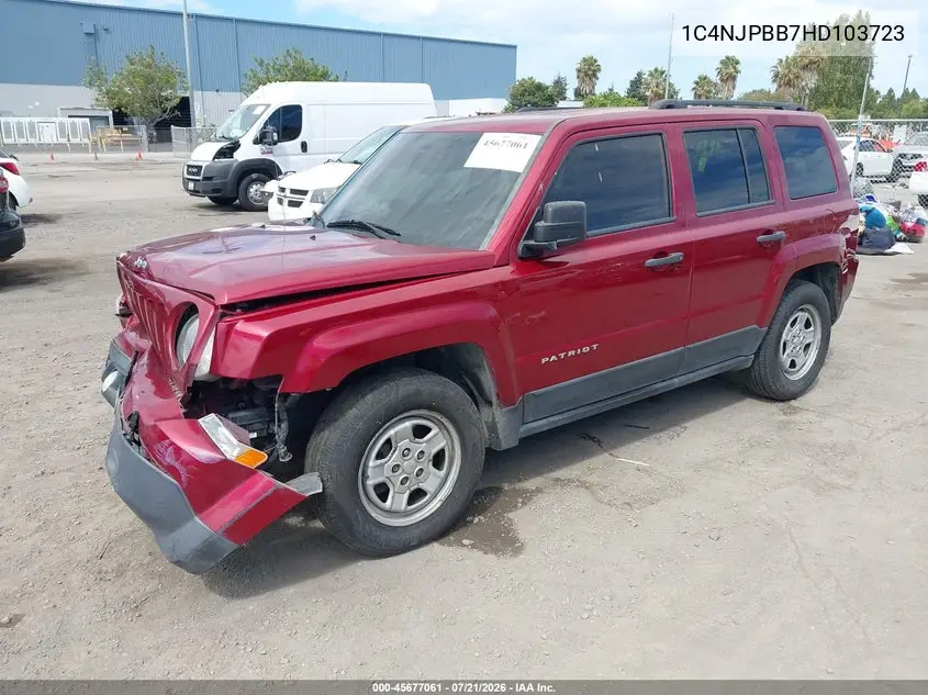 2017 Jeep Patriot Sport VIN: 1C4NJPBB7HD103723 Lot: 45677061