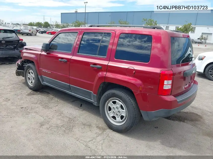 2017 Jeep Patriot Sport VIN: 1C4NJPBB7HD103723 Lot: 45677061