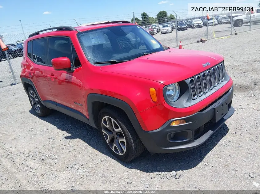 2015 Jeep Renegade Latitude VIN: ZACCJABT2FPB99434 Lot: 45385797