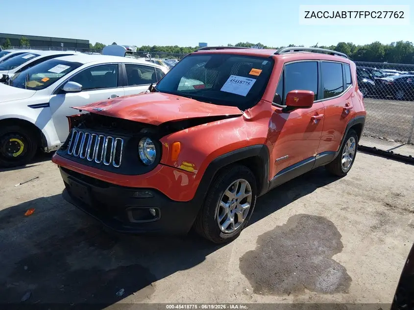 2015 Jeep Renegade Latitude VIN: ZACCJABT7FPC27762 Lot: 45418775