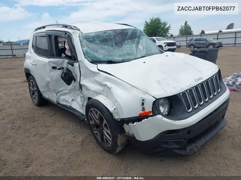 2015 Jeep Renegade Latitude VIN: ZACCJABT0FPB62077 Lot: 45632227