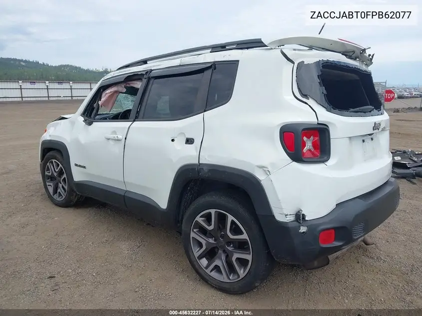 2015 Jeep Renegade Latitude VIN: ZACCJABT0FPB62077 Lot: 45632227