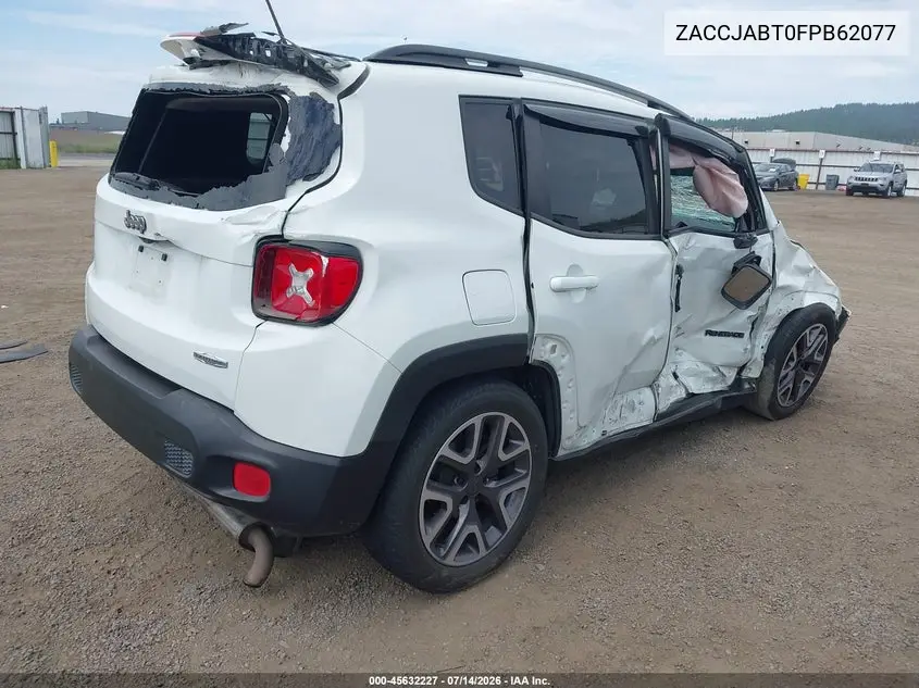 2015 Jeep Renegade Latitude VIN: ZACCJABT0FPB62077 Lot: 45632227
