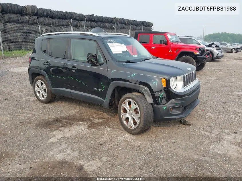 2015 Jeep Renegade Limited VIN: ZACCJBDT6FPB81988 Lot: 45656815