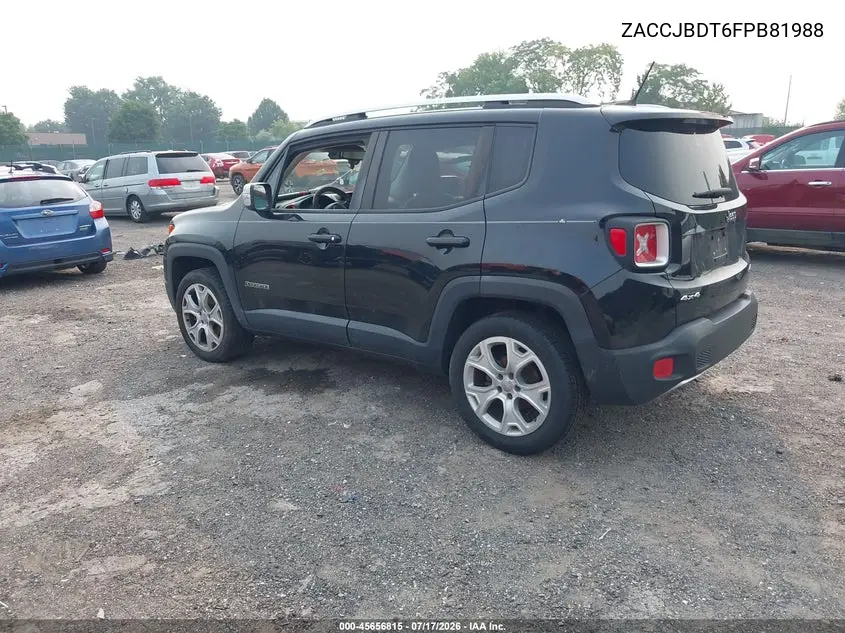 2015 Jeep Renegade Limited VIN: ZACCJBDT6FPB81988 Lot: 45656815