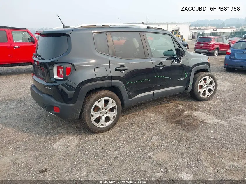 2015 Jeep Renegade Limited VIN: ZACCJBDT6FPB81988 Lot: 45656815