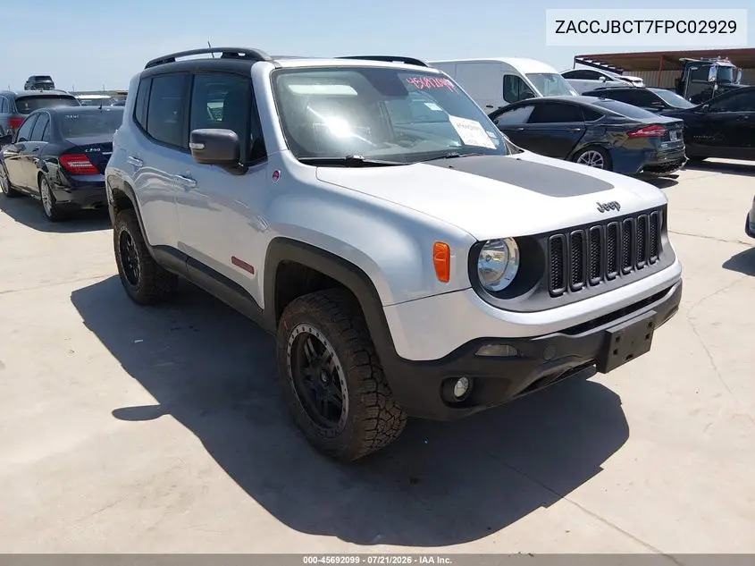 2015 Jeep Renegade Trailhawk VIN: ZACCJBCT7FPC02929 Lot: 45692099