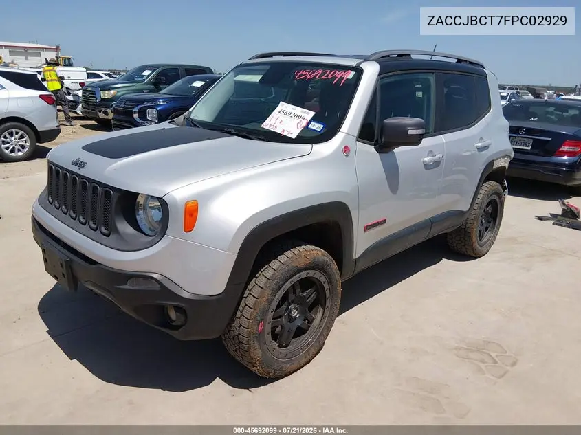 2015 Jeep Renegade Trailhawk VIN: ZACCJBCT7FPC02929 Lot: 45692099
