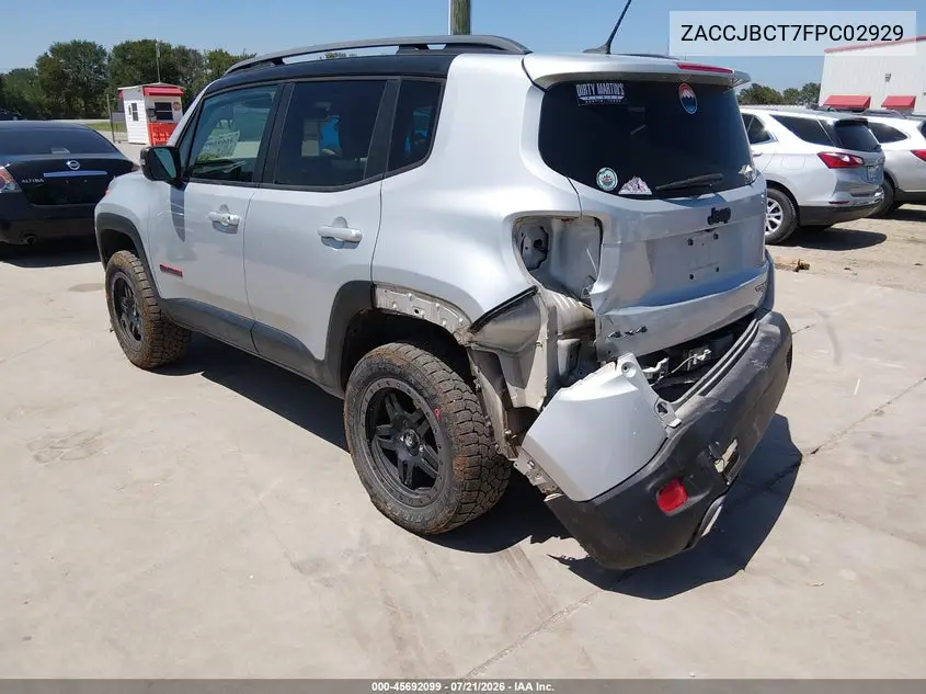 2015 Jeep Renegade Trailhawk VIN: ZACCJBCT7FPC02929 Lot: 45692099
