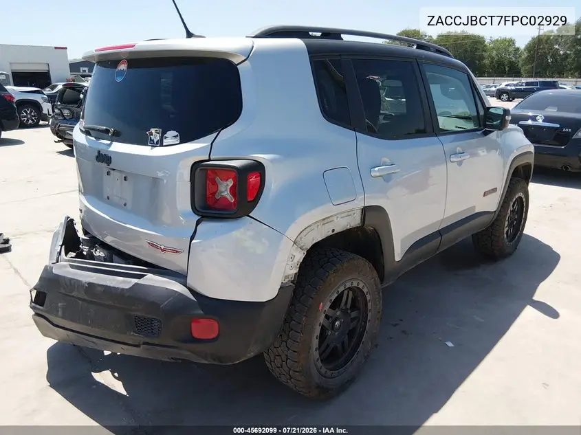 2015 Jeep Renegade Trailhawk VIN: ZACCJBCT7FPC02929 Lot: 45692099