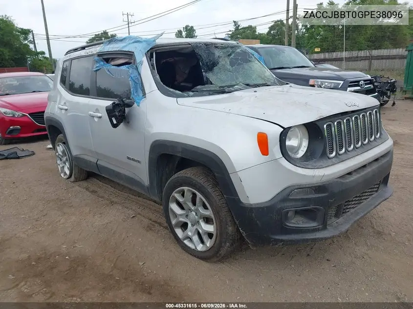 2016 Jeep Renegade Latitude VIN: ZACCJBBT0GPE38096 Lot: 45331615