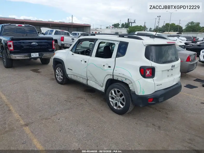 2016 Jeep Renegade Latitude VIN: ZACCJBBTXGPD12229 Lot: 45346058
