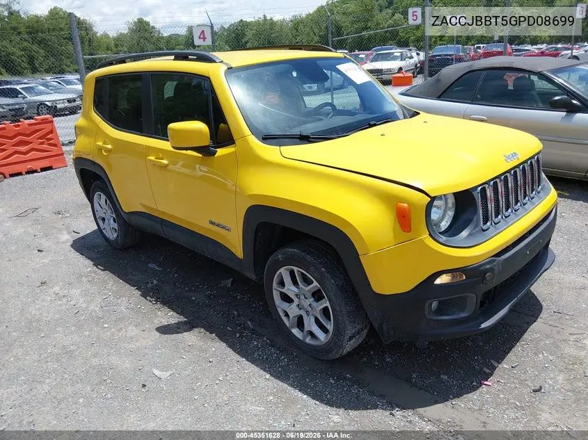 2016 Jeep Renegade Latitude VIN: ZACCJBBT5GPD08699 Lot: 45351628
