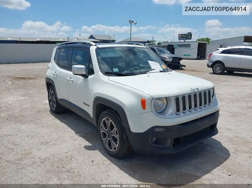 2016 Jeep Renegade Limited VIN: ZACCJADT0GPD64914 Lot: 45395992