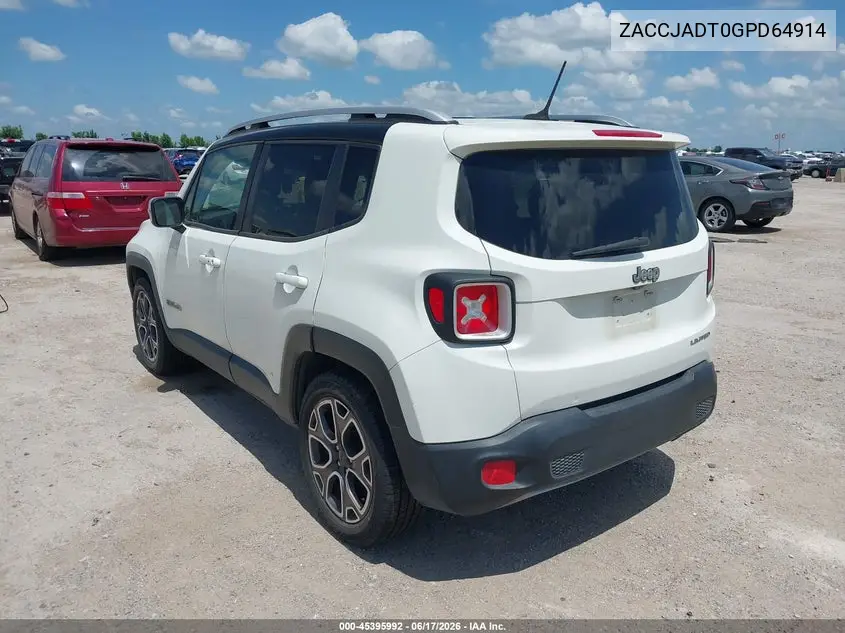 2016 Jeep Renegade Limited VIN: ZACCJADT0GPD64914 Lot: 45395992