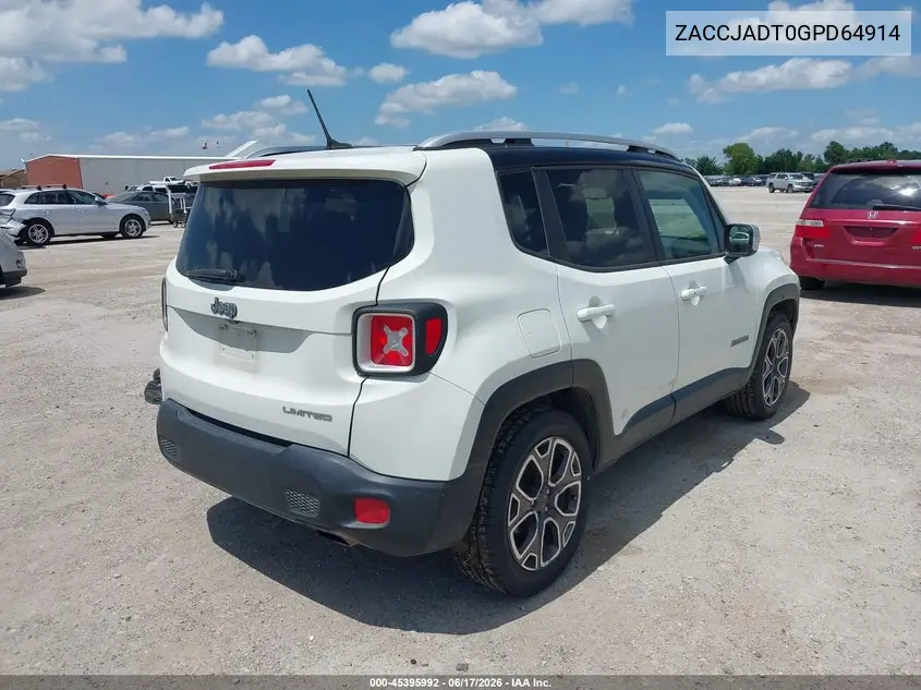 2016 Jeep Renegade Limited VIN: ZACCJADT0GPD64914 Lot: 45395992