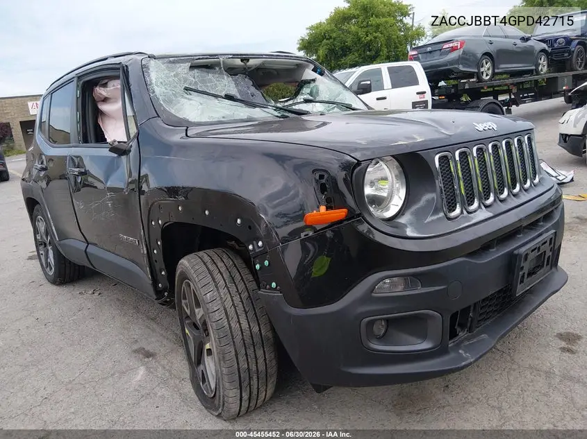 2016 Jeep Renegade Latitude VIN: ZACCJBBT4GPD42715 Lot: 45455452