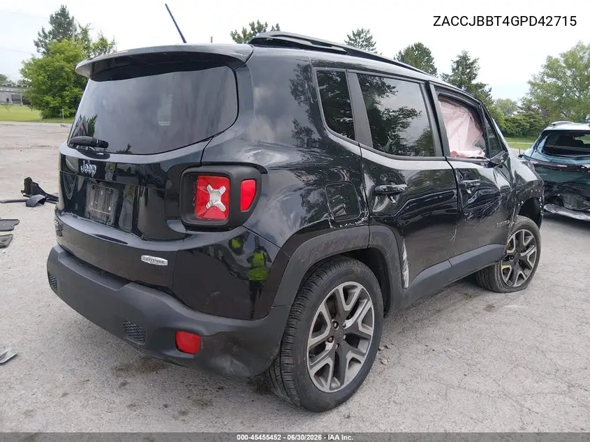 2016 Jeep Renegade Latitude VIN: ZACCJBBT4GPD42715 Lot: 45455452