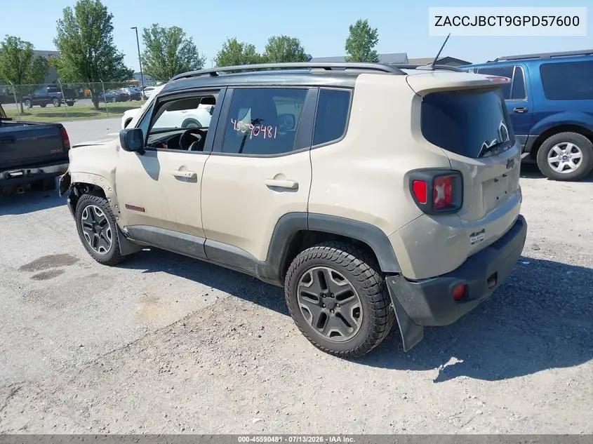 2016 Jeep Renegade Trailhawk VIN: ZACCJBCT9GPD57600 Lot: 45590481