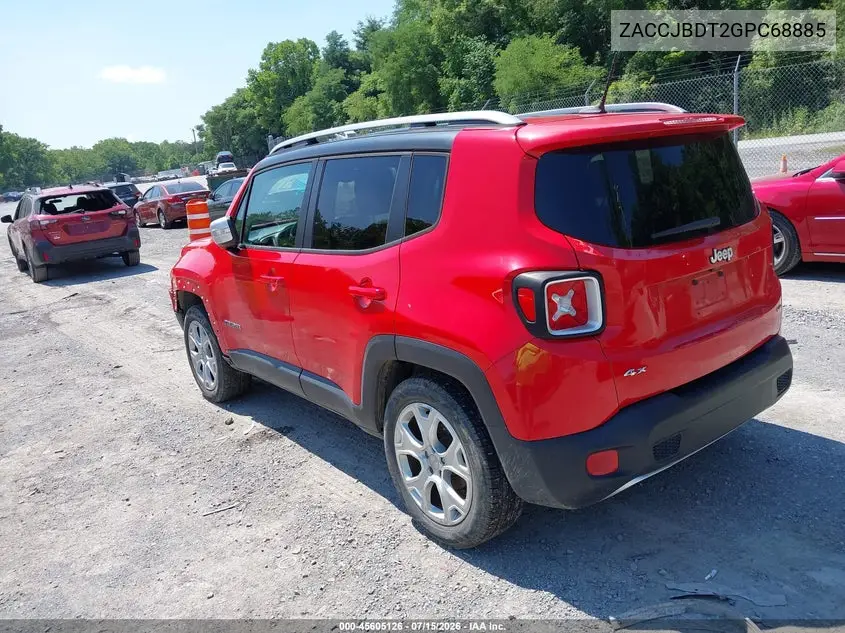 2016 Jeep Renegade Limited VIN: ZACCJBDT2GPC68885 Lot: 45605126