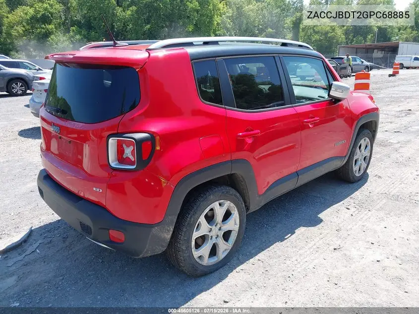 2016 Jeep Renegade Limited VIN: ZACCJBDT2GPC68885 Lot: 45605126