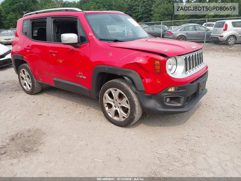 2016 Jeep Renegade Limited VIN: ZACCJBDT5GPD80659 Lot: 45606457