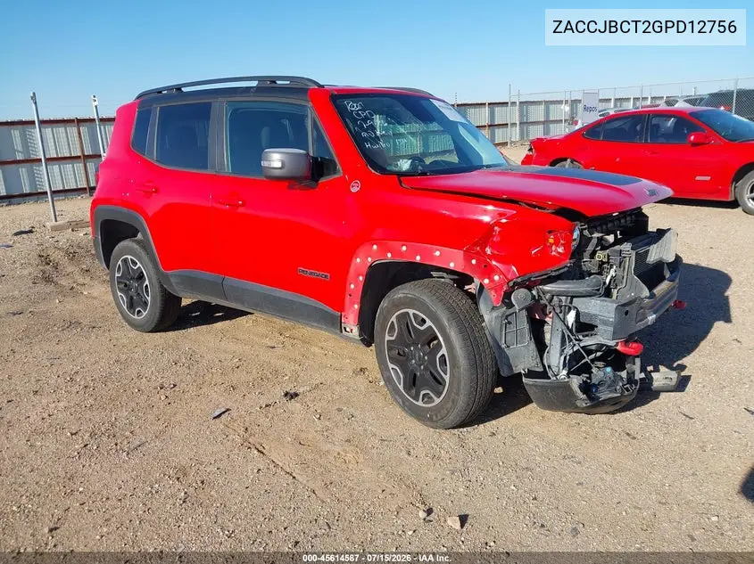 2016 Jeep Renegade Trailhawk VIN: ZACCJBCT2GPD12756 Lot: 45614587