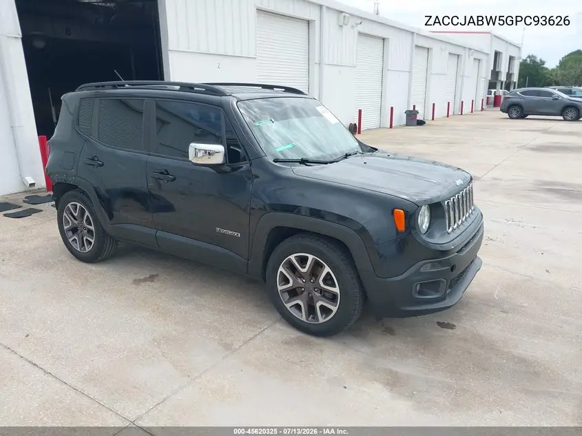2016 Jeep Renegade Latitude VIN: ZACCJABW5GPC93626 Lot: 45620325