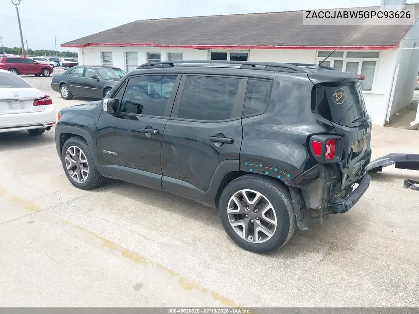 2016 Jeep Renegade Latitude VIN: ZACCJABW5GPC93626 Lot: 45620325