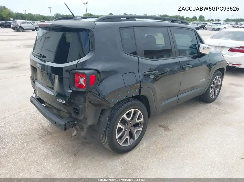 2016 Jeep Renegade Latitude VIN: ZACCJABW5GPC93626 Lot: 45620325