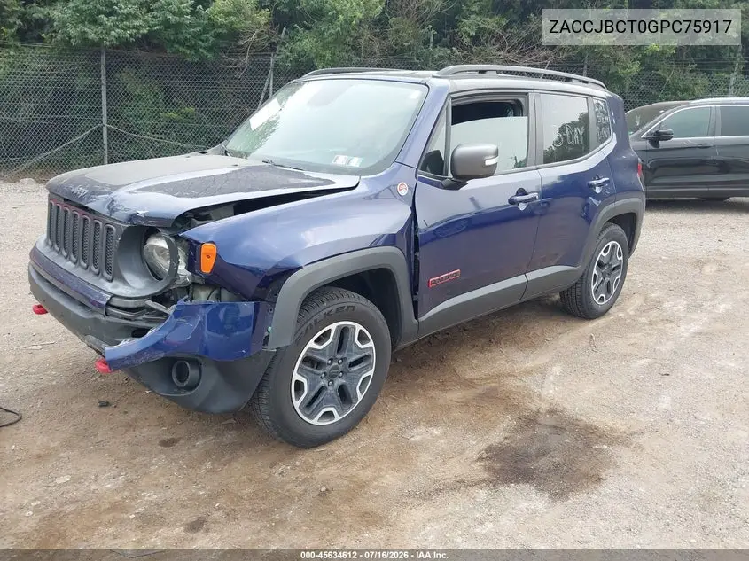 2016 Jeep Renegade Trailhawk VIN: ZACCJBCT0GPC75917 Lot: 45634612
