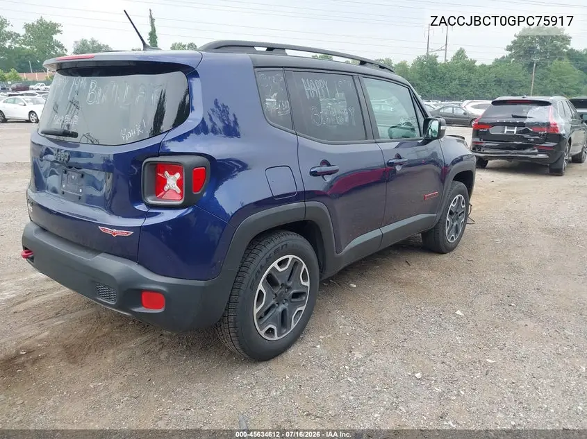 2016 Jeep Renegade Trailhawk VIN: ZACCJBCT0GPC75917 Lot: 45634612