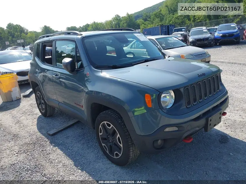 2016 Jeep Renegade Trailhawk VIN: ZACCJBCT6GPD21167 Lot: 45638007