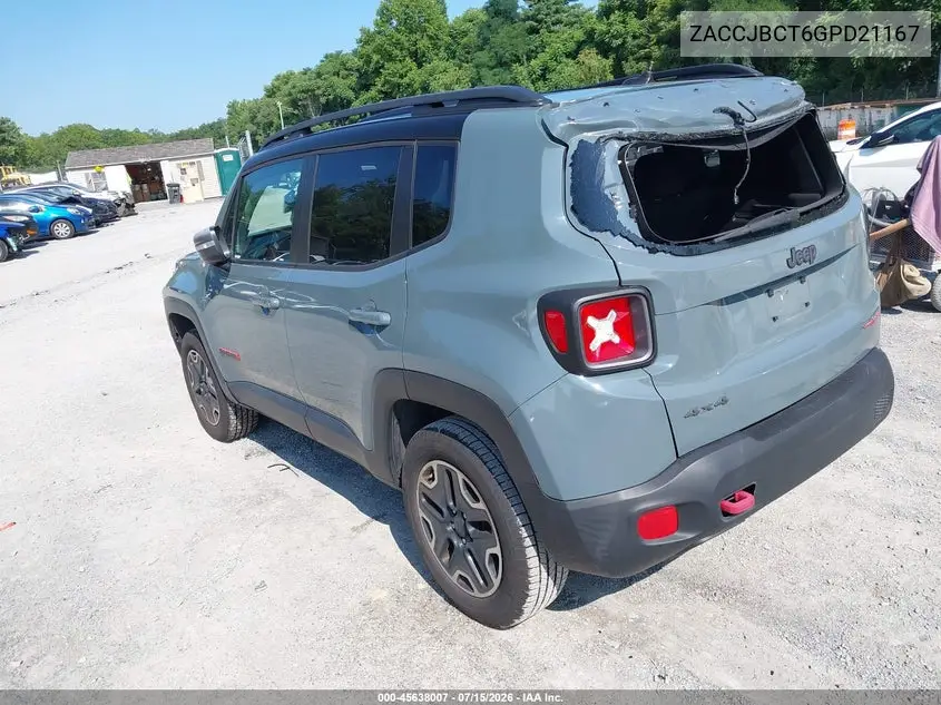 2016 Jeep Renegade Trailhawk VIN: ZACCJBCT6GPD21167 Lot: 45638007