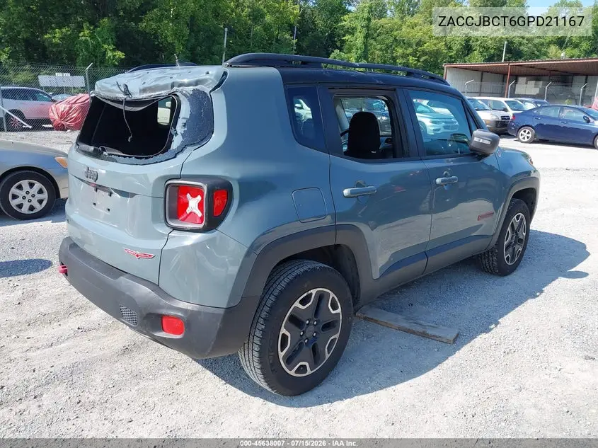 2016 Jeep Renegade Trailhawk VIN: ZACCJBCT6GPD21167 Lot: 45638007