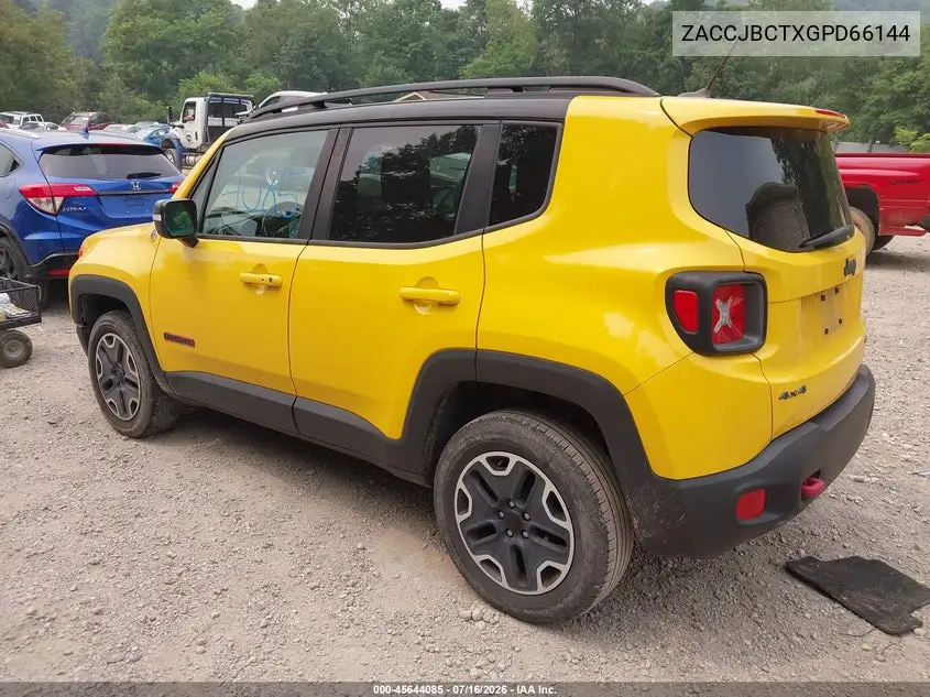 2016 Jeep Renegade Trailhawk VIN: ZACCJBCTXGPD66144 Lot: 45644085