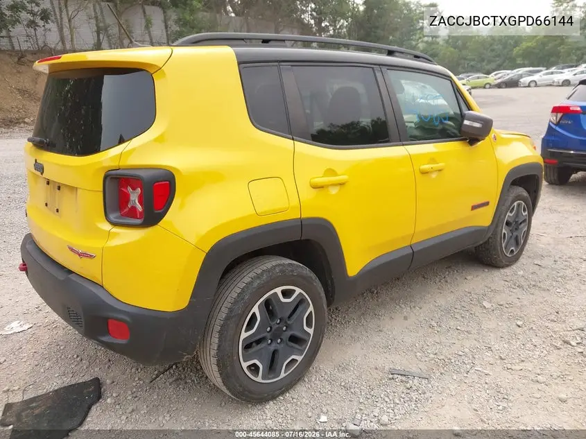 2016 Jeep Renegade Trailhawk VIN: ZACCJBCTXGPD66144 Lot: 45644085