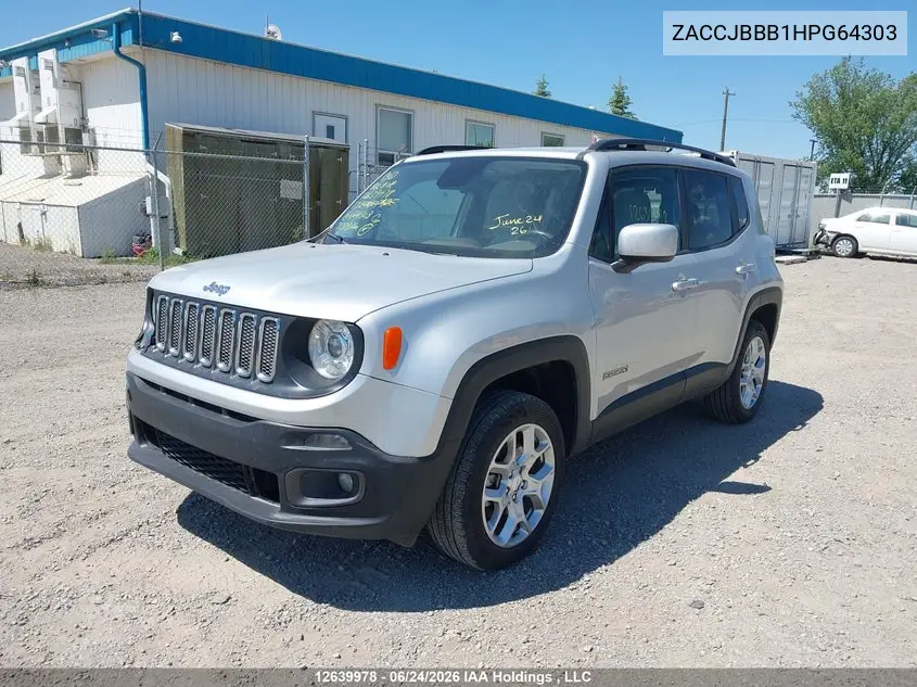 2017 Jeep Renegade Latitude VIN: ZACCJBBB1HPG64303 Lot: 12639978