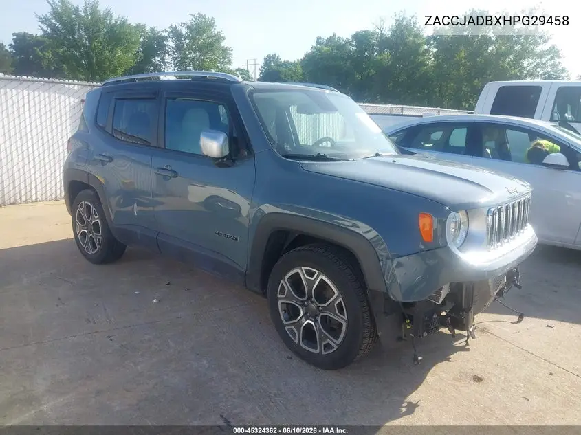 2017 Jeep Renegade Limited Fwd VIN: ZACCJADBXHPG29458 Lot: 45324362