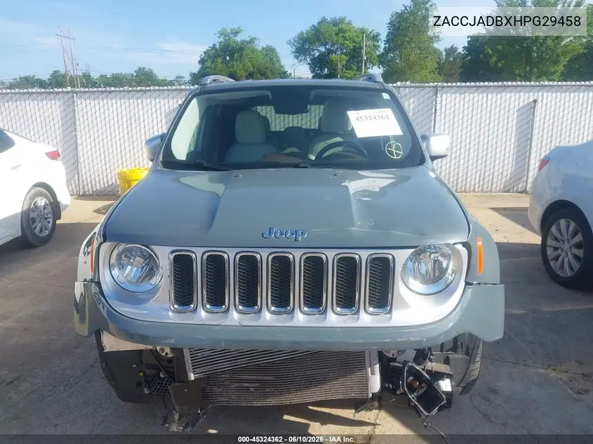 2017 Jeep Renegade Limited Fwd VIN: ZACCJADBXHPG29458 Lot: 45324362
