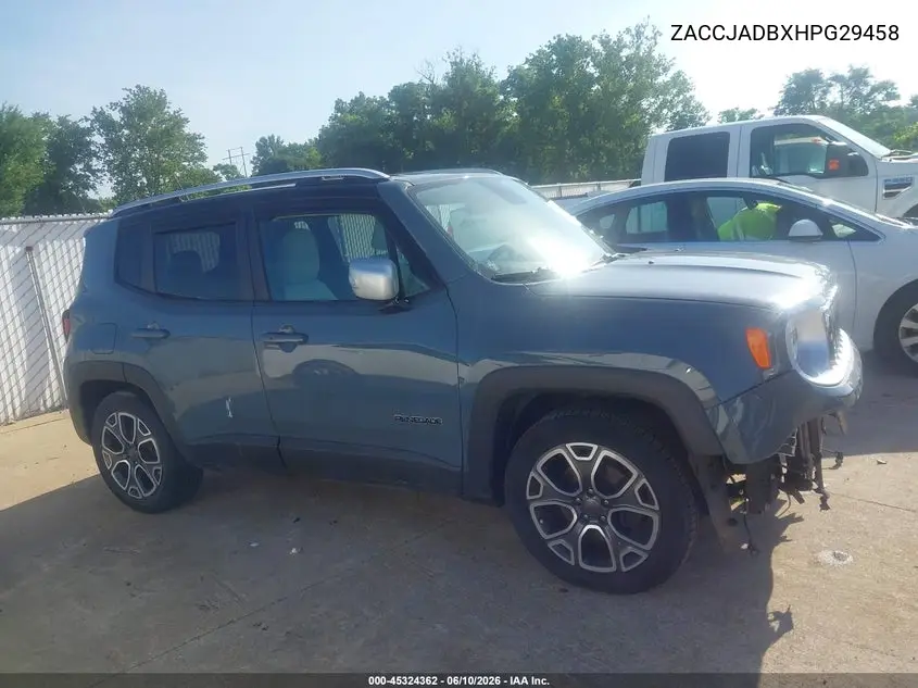 2017 Jeep Renegade Limited Fwd VIN: ZACCJADBXHPG29458 Lot: 45324362