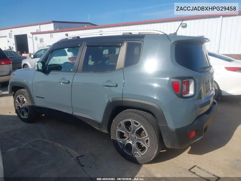 2017 Jeep Renegade Limited Fwd VIN: ZACCJADBXHPG29458 Lot: 45324362